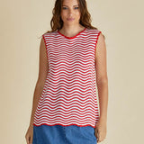 Aviva Tank - Red/White Stripe