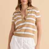 Salford Knit Polo - Beige/White