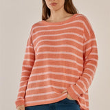 Bradford Knit Top - Coral/Pink Stripe