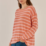 Bradford Knit Top - Coral/Pink Stripe