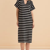 Bradford Knit Polo Dress - Cream/Black