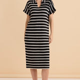 Bradford Knit Polo Dress - Cream/Black