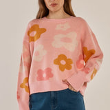 Leonie Knit Sweater - Jacquard Flowers