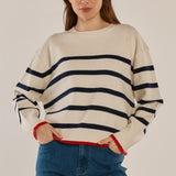 Leonie Knit Sweater - Navy/Off-White Stripe