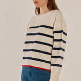 Leonie Knit Sweater - Navy/Off-White Stripe