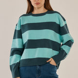 Leonie Knit Sweater - Teal Green/Blue Stripe