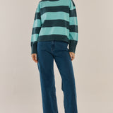 Leonie Knit Sweater - Teal Green/Blue Stripe