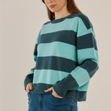 Leonie Knit Sweater - Teal Green/Blue Stripe