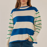 Camryn Knit Sweater - Blue/Green Stripe