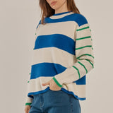 Camryn Knit Sweater - Blue/Green Stripe