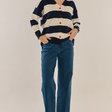 Maybelle Knit Cardigan - Navy/Off-White Stripe