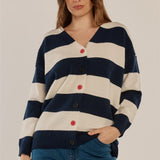 Maybelle Knit Cardigan - Navy/Off-White Stripe