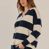 Maybelle Knit Cardigan - Navy/Off-White Stripe
