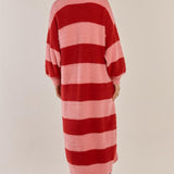 Franca Long Knit Cardigan - Red/Pink Stripe