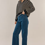 Aberdeen Polo Knit Sweater - Navy Stripe