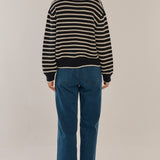 Aberdeen Polo Knit Sweater - Navy Stripe