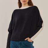 Boatneck Knit Jumper - Navy