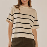 Bailey Boxy Top - Cream/Liquorice