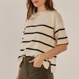 Bailey Boxy Top - Cream/Liquorice
