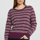 Lenore Sweater - Wine/Pink Stripe
