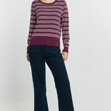 Lenore Sweater - Wine/Pink Stripe