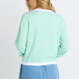 Scallop Knit Sweater - Green Stripe