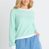 Scallop Knit Sweater - Green Stripe