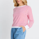 Scallop Knit Sweater - Red Stripe