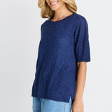 Eleni Knit Tee - Navy