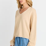 Ascot Stitch Sweater - Cream