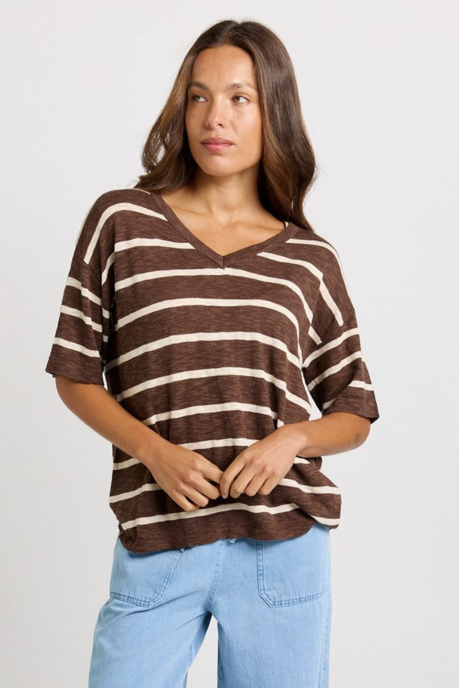 Aries V-Neck Top - Chocolate | Betty Basics
