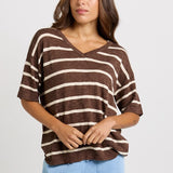 Aries V-Neck Top - Chocolate | Betty Basics