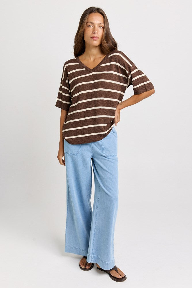 Aries V-Neck Top - Chocolate | Betty Basics