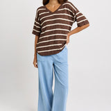 Aries V-Neck Top - Chocolate | Betty Basics