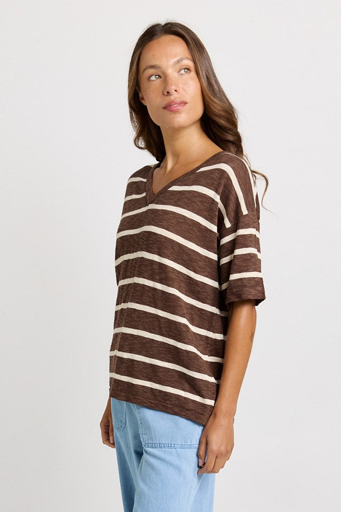 Aries V-Neck Top - Chocolate | Betty Basics