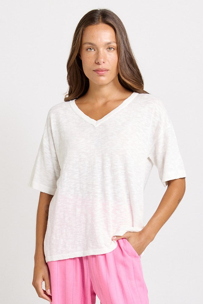 Aries V-Neck Top - White | Betty Basics