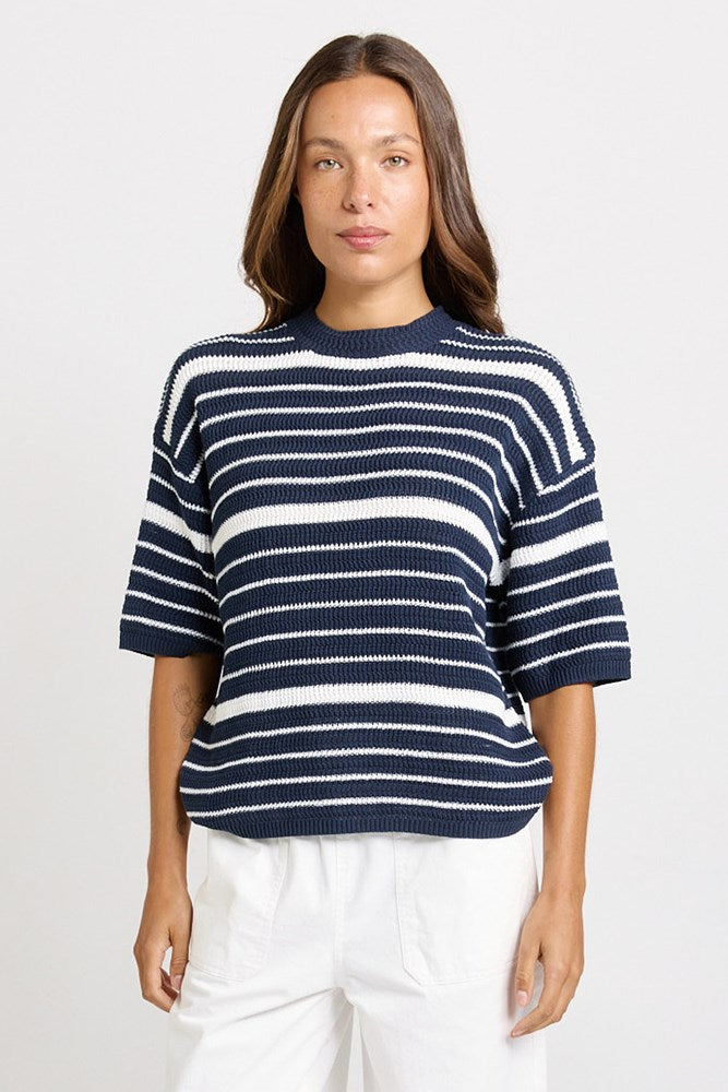 Dylan Knit Tee - Navy/White Stripe | Betty Basics