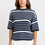 Dylan Knit Tee - Navy/White Stripe | Betty Basics