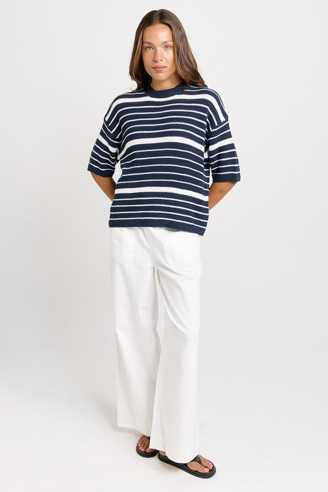 Dylan Knit Tee - Navy/White Stripe | Betty Basics