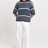 Dylan Knit Tee - Navy/White Stripe | Betty Basics