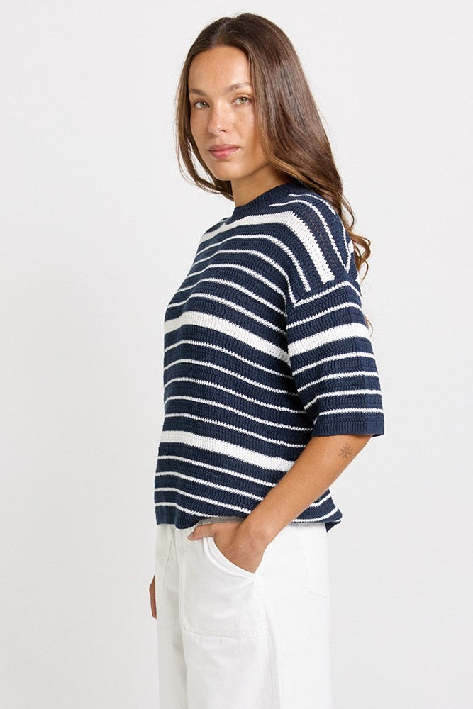Dylan Knit Tee - Navy/White Stripe | Betty Basics
