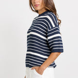Dylan Knit Tee - Navy/White Stripe | Betty Basics