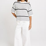 Dylan Knit Tee - White/Black Stripe | Betty Basics
