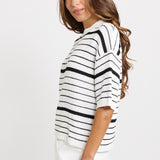 Dylan Knit Tee - White/Black Stripe | Betty Basics