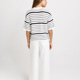 Dylan Knit Tee - White/Black Stripe