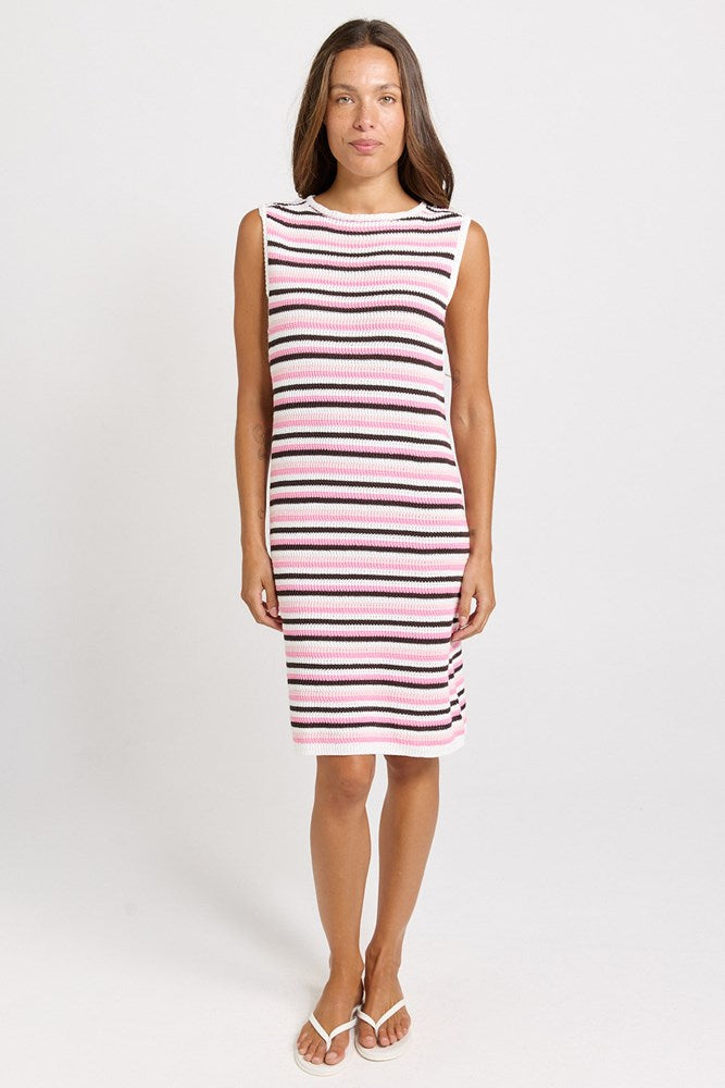 Mandy Tank Dress - Chocolate/Pink Combo | Betty Basics