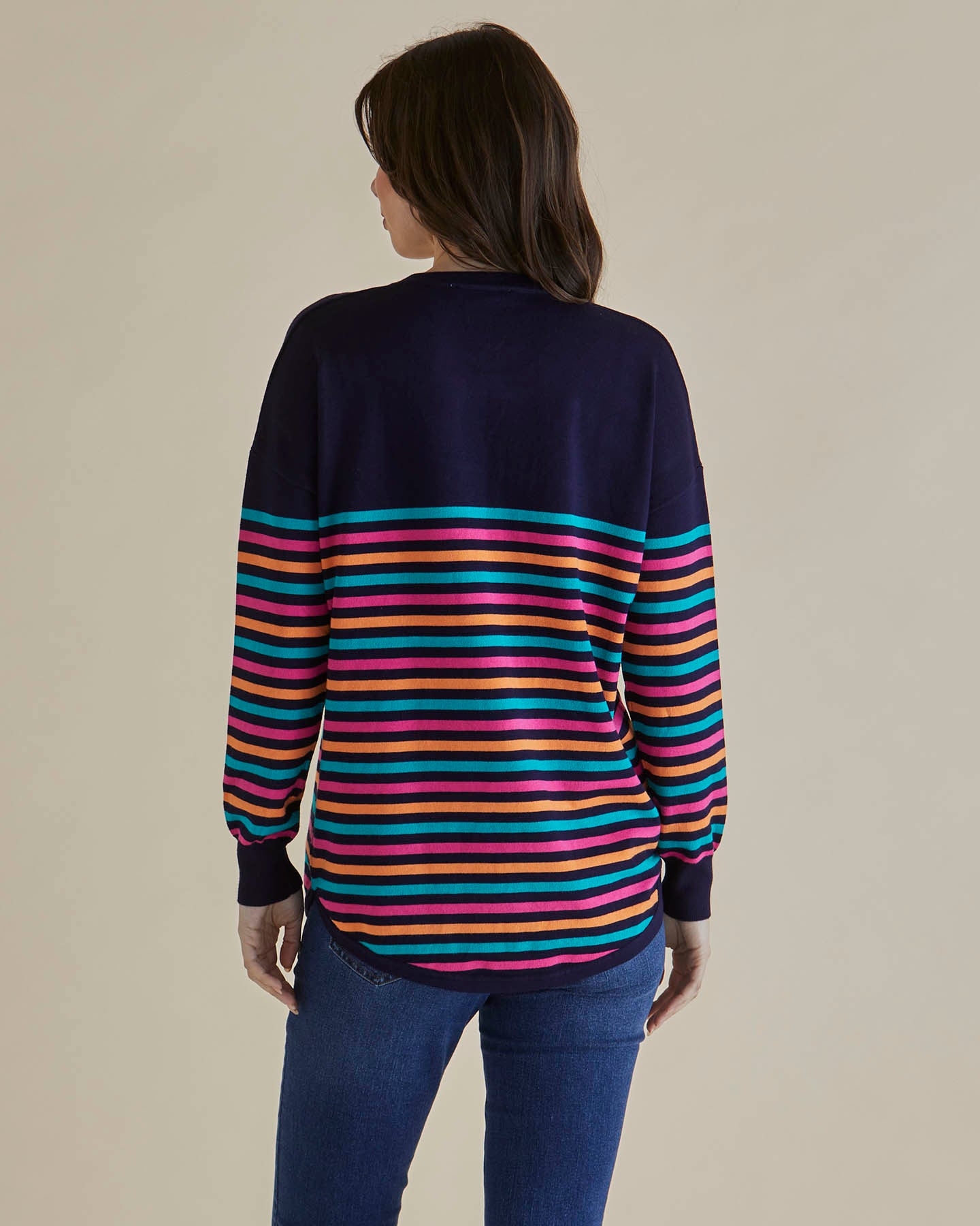 Knitted Jumper Navy Rainbow Jumper Sophie Knit Jumper Rainbow