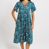 Donna Dress - Teal Petal Print | Betty Basics