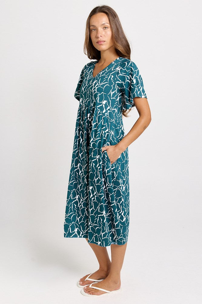 Donna Dress - Teal Petal Print | Betty Basics
