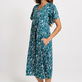 Donna Dress - Teal Petal Print | Betty Basics